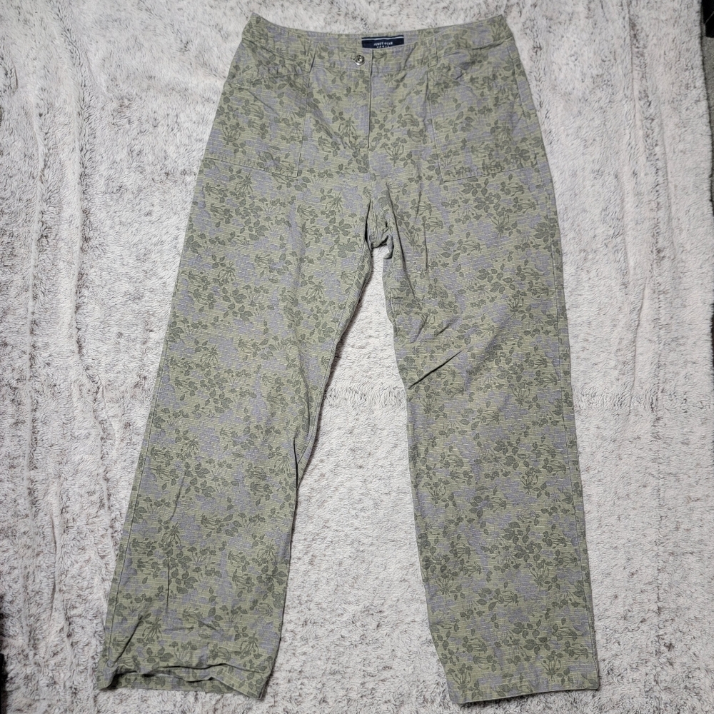 Jones Wear Sport Flower Pants - Straight Leg - Green and Purple - Size 12